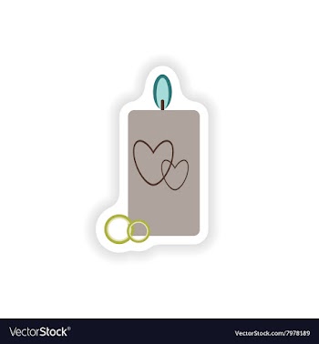 Stylish paper sticker on white background candle vector image