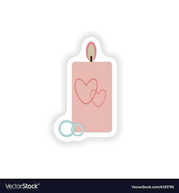 Stylish paper sticker on white background candle vector image