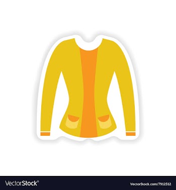 Stylish paper sticker on white background cardigan vector image