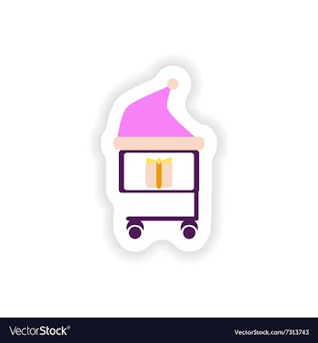 Stylish paper sticker on white background cart vector image
