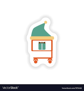 Stylish paper sticker on white background cart vector image