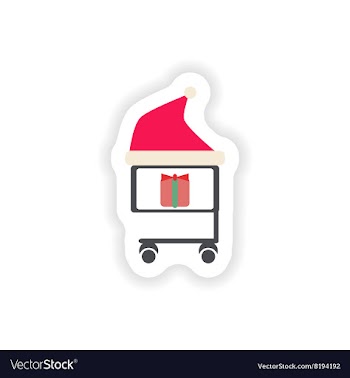 Stylish paper sticker on white background cart vector image