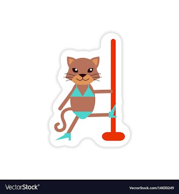Stylish paper sticker on white background cat vector image