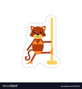 Stylish paper sticker on white background cat vector image