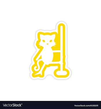 Stylish paper sticker on white background cat vector image