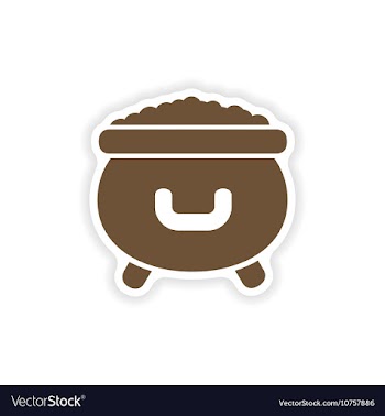 Stylish paper sticker on white background cauldron vector image