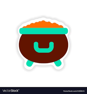 Stylish paper sticker on white background cauldron vector image