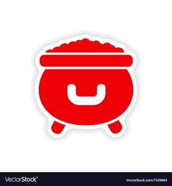 Stylish paper sticker on white background cauldron vector image