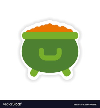 Stylish paper sticker on white background cauldron vector image