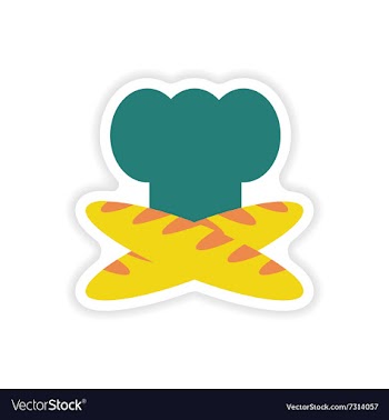 Stylish paper sticker on white background chef hat vector image