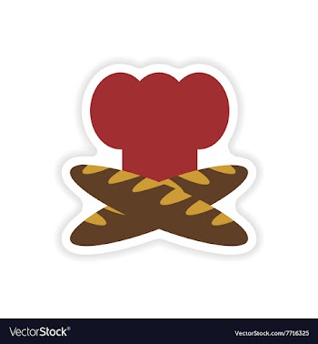 Stylish paper sticker on white background chef hat vector image