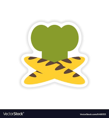 Stylish paper sticker on white background chef hat vector image