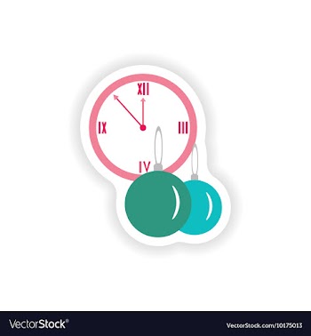 Stylish paper sticker on white background clock vector image