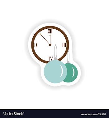 Stylish paper sticker on white background clock vector image