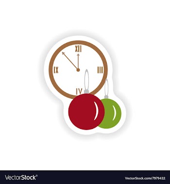 Stylish paper sticker on white background clock vector image