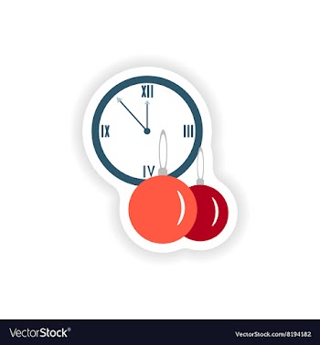 Stylish paper sticker on white background clock vector image