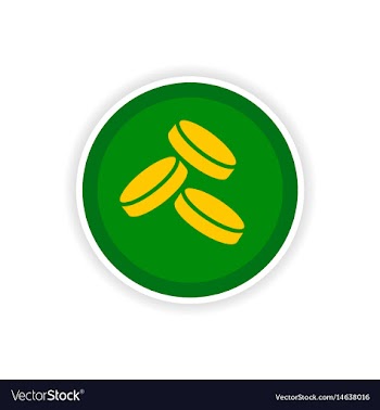 Stylish paper sticker on white background coins vector image