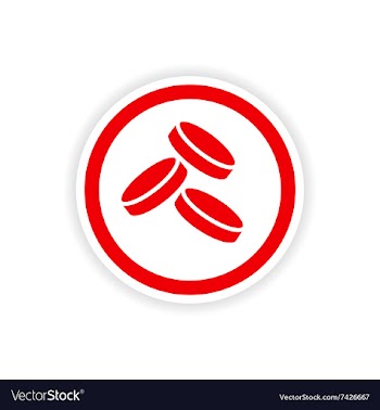 Stylish paper sticker on white background coins vector image