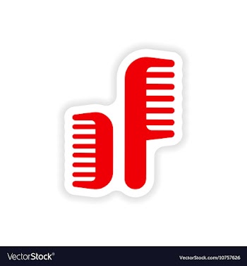Stylish paper sticker on white background combs vector image