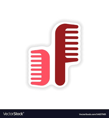 Stylish paper sticker on white background combs vector image