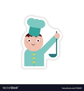 Stylish paper sticker on white background cook vector image