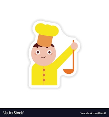 Stylish paper sticker on white background cook vector image