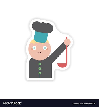 Stylish paper sticker on white background cook vector image