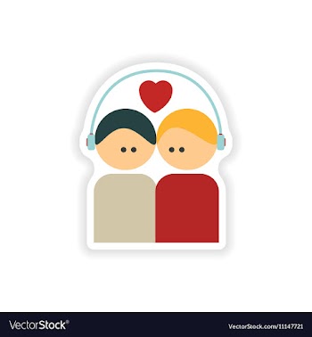 Stylish paper sticker on white background couple vector image