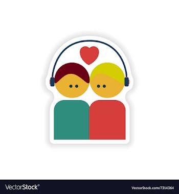 Stylish paper sticker on white background couple vector image