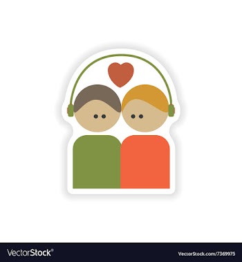 Stylish paper sticker on white background couple vector image