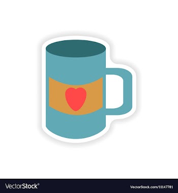 Stylish paper sticker on white background cup vector image