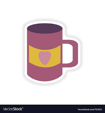 Stylish paper sticker on white background cup vector image