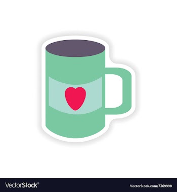 Stylish paper sticker on white background cup vector image