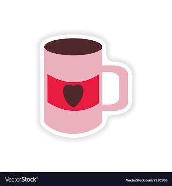 Stylish paper sticker on white background cup vector image