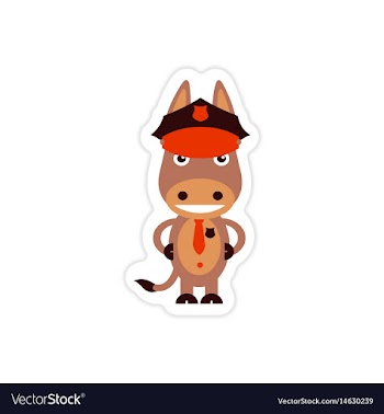 Stylish paper sticker on white background donkey vector image