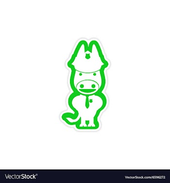 Stylish paper sticker on white background donkey vector image