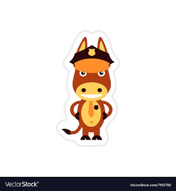 Stylish paper sticker on white background donkey vector image