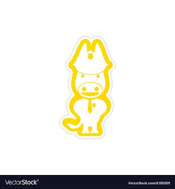 Stylish paper sticker on white background donkey vector image