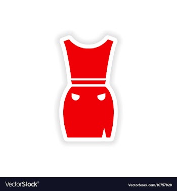Stylish paper sticker on white background dress vector image