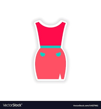 Stylish paper sticker on white background dress vector image