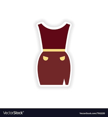 Stylish paper sticker on white background dress vector image