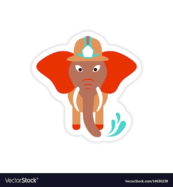 Stylish paper sticker on white background elephant vector image
