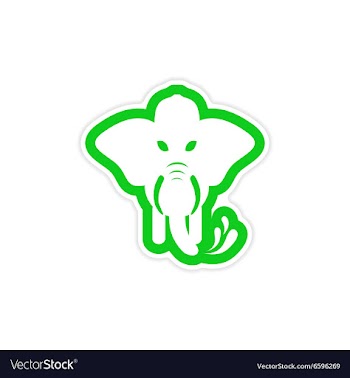 Stylish paper sticker on white background elephant vector image