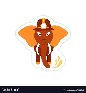 Stylish paper sticker on white background elephant vector image