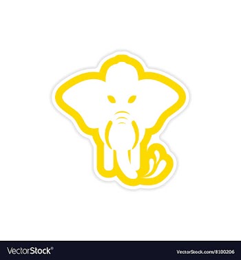 Stylish paper sticker on white background elephant vector image
