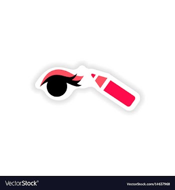 Stylish paper sticker on white background eyeliner vector image