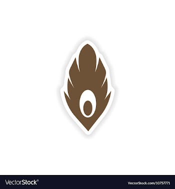 Stylish paper sticker on white background feather vector image