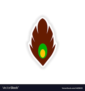 Stylish paper sticker on white background feather vector image