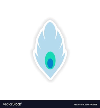 Stylish paper sticker on white background feather vector image