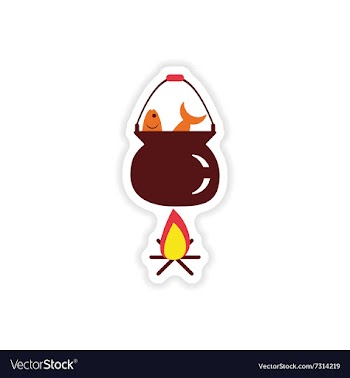 Stylish paper sticker on white background fish vector image